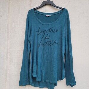 Sundry Shirt Long Sleeve ‘Together is Better’ Turquoise, Size Large